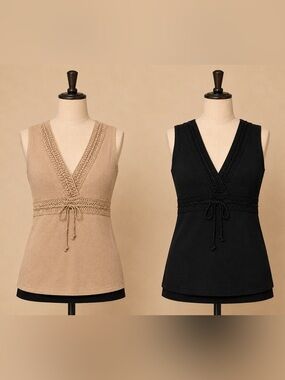 TWO Knit Tops Axcess, women’s Size M, Tan and Black